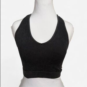 Black Ribbed Women's Crop Top